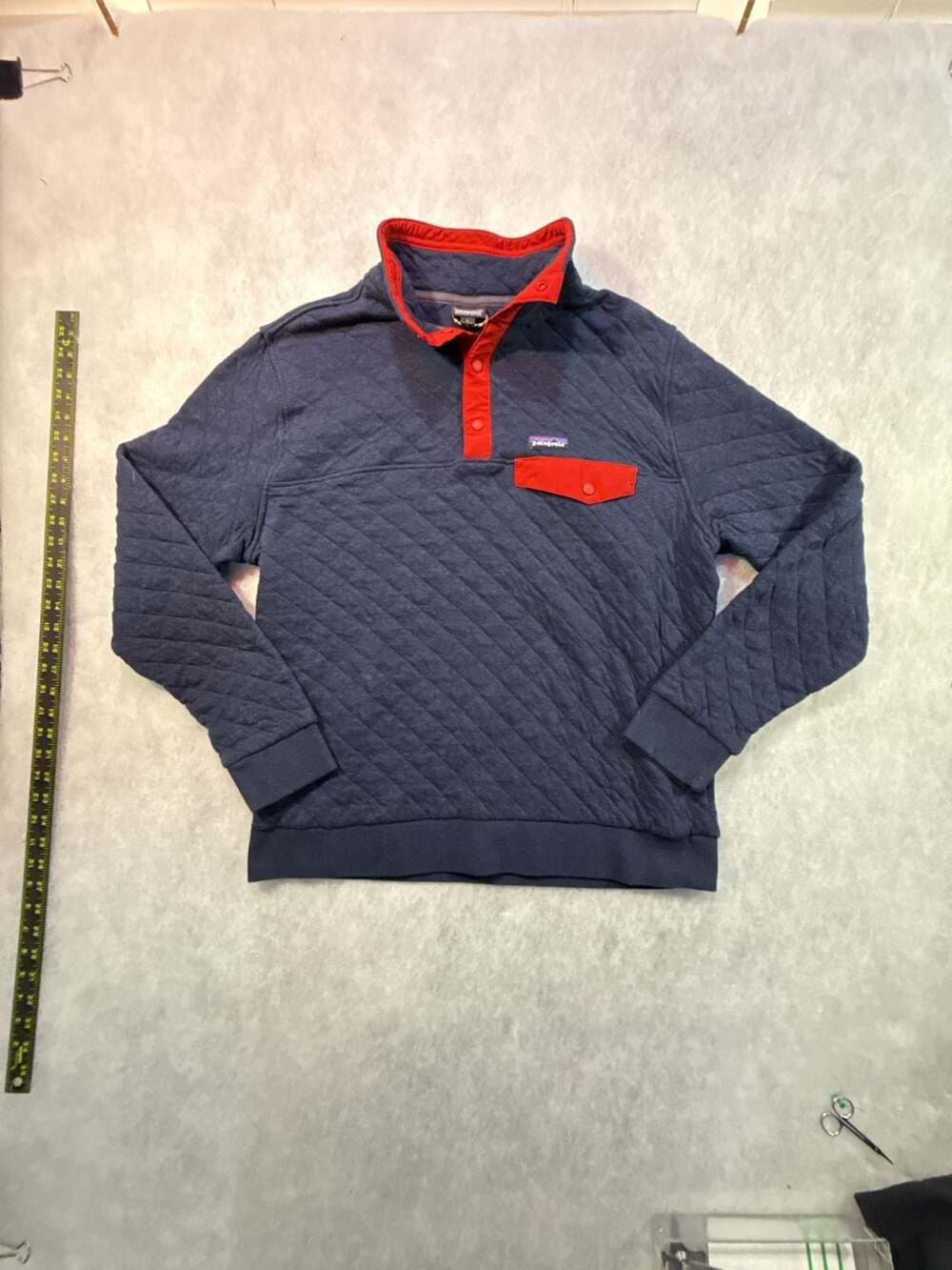 Patagonia Organic Cotton Quilt Snap-T Pullover Size L Navy Blue
